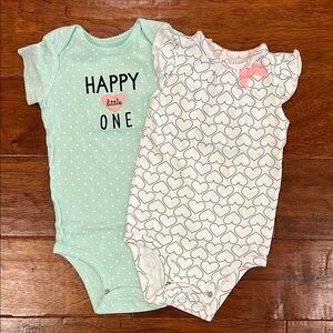 Mint and White Heart Kids One Pieces